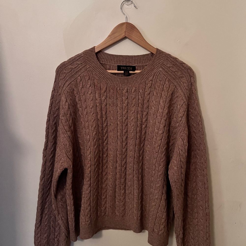 Truth Cable Knit Sweater in Brown Size XL